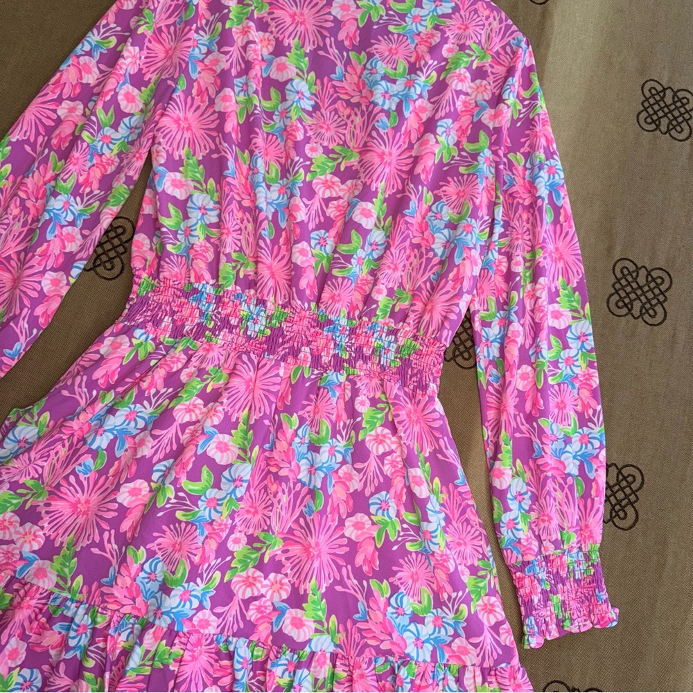 Lilly Pulitzer Cristiana Stretch Dress Moms The Word Amethyst Size 12 - Picture 13 of 16